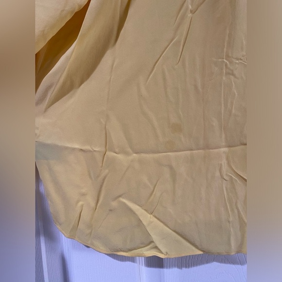 Lafayette 148 100% Silk Button Front Blouse Long Sleeve Relaxed Fit Yellow Large - Picture 10 of 10
